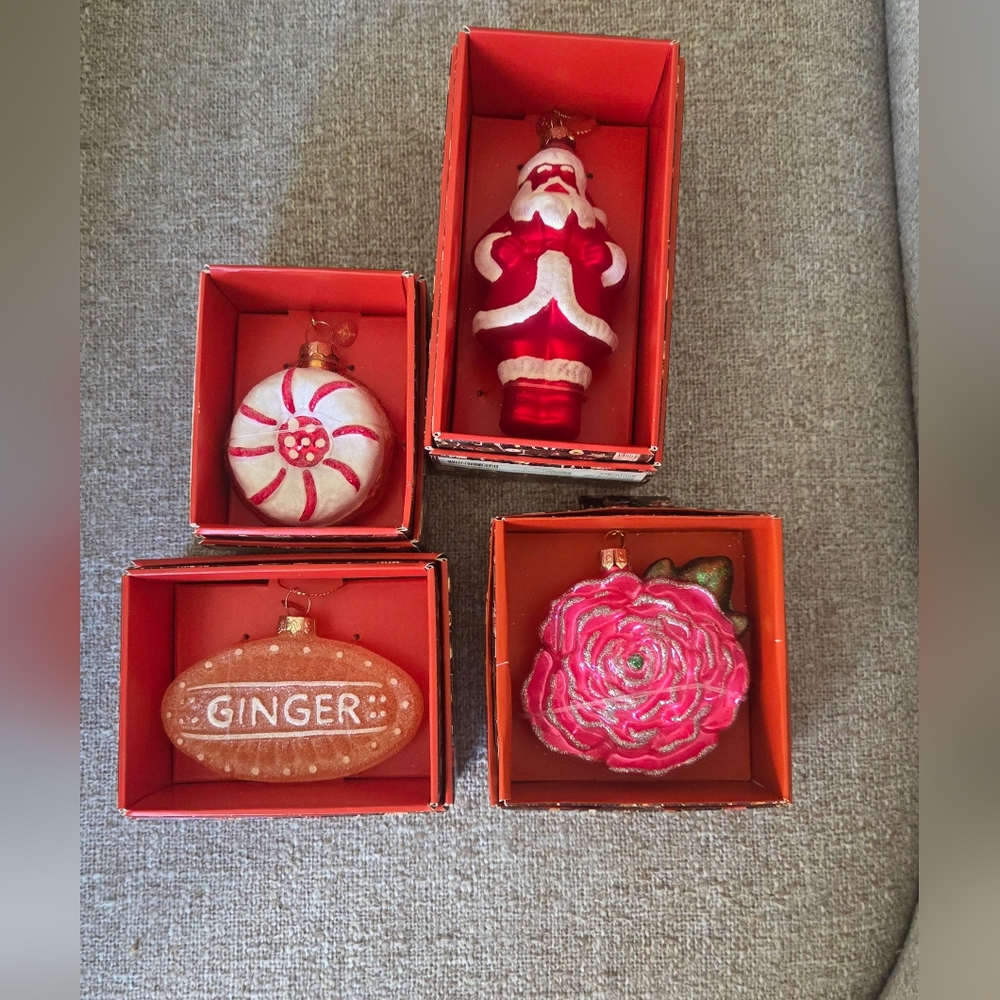 John Derian Red and White Holiday Ornament Set